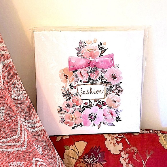 Canvas Art Fashion Floral Gold White Canvas 9 x 9 Small Space Solutions Dorm NEW - Picture 2 of 6